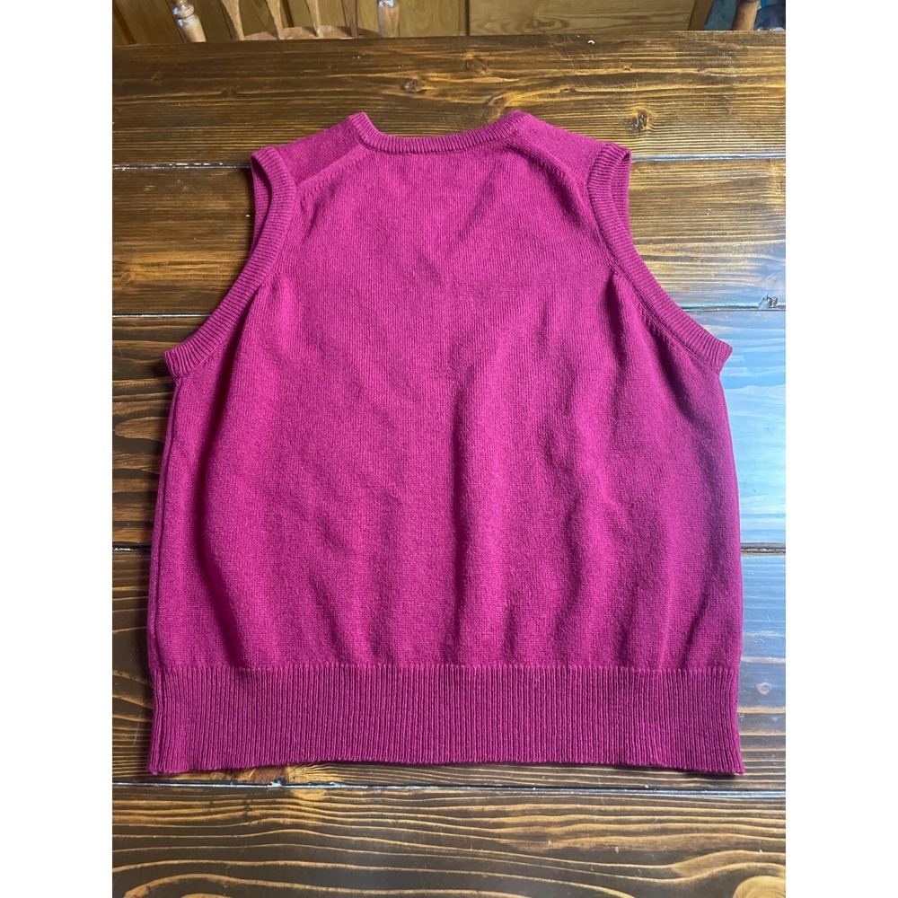 L.L. Bean Sweater, Women's Size Large, Burgundy, Sleeveless, V-Neck, Lambs Wool - Picture 2 of 6